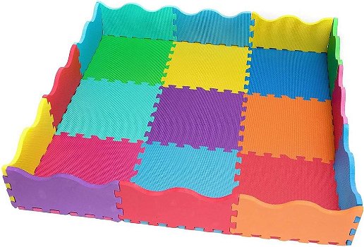 Puzzelmat met gekleurde tegels - 147x147 cm - dikke tegels - 0