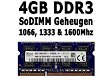 4GB DDR3 SoDIMM Laptop Geheugen | 1066-1600Mhz | PC & Apple - 1 - Thumbnail