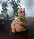 Verweerde terracotta konijntje / haasje met mos erop / pasen - 1 - Thumbnail