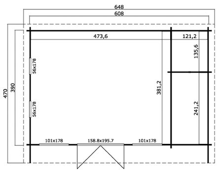 Tuinhuis-Blokhut Japan: 608 x 390 cm - 5