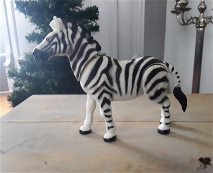 Zebra / zebrapaard met bewegende kop en poot - 0