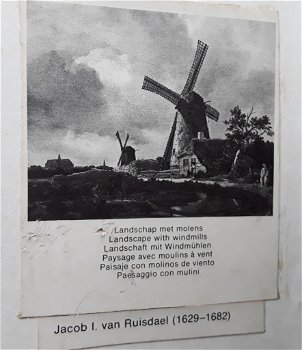 Jacob van ruysdael - landschap met molens (prent) in eikenhouten lijst - 4