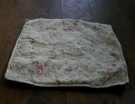 Shabby chic / brocant kussenhoes met rozen / roos ongeveer - 0