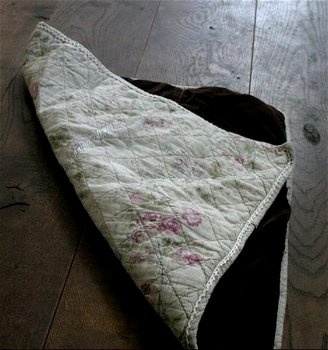 Shabby chic / brocant kussenhoes met rozen / roos ongeveer - 2