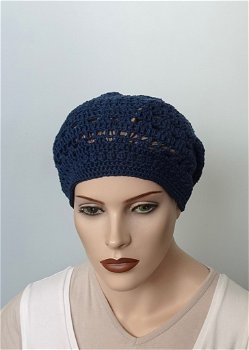 zomer beanie donker jeansblauw - 2