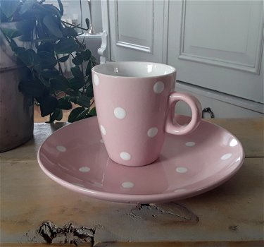 Ontbijtset polkadots / roze / stippen / Union Pacific Tableware - 1