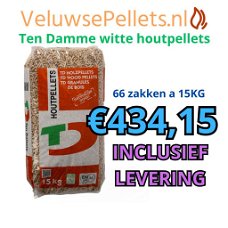 Ten Damme houtpellets 66 zakken a15KG €434,15 incl. levering