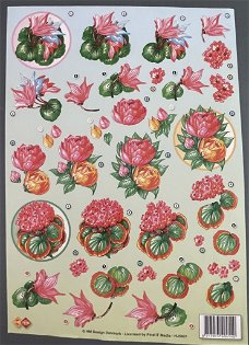 A4 knipvel BLOEMEN --- card deco HJ5601