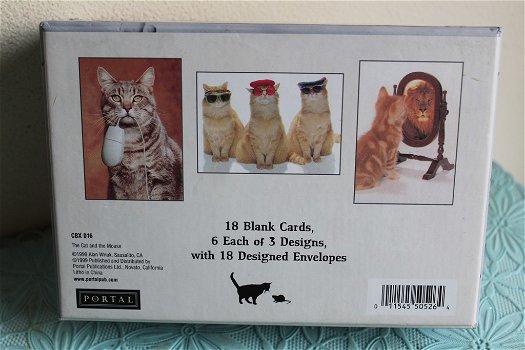 18 blanco kaarten met kattenafbeelding plus enveloppen - 6