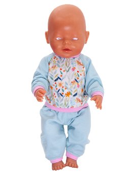 Baby Born 43 cm Pyjama blauw/roze/bloemen - 0