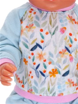 Baby Born 43 cm Pyjama blauw/roze/bloemen - 1