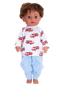 Baby Born 43 cm Jongens pyjama brandweer auto's