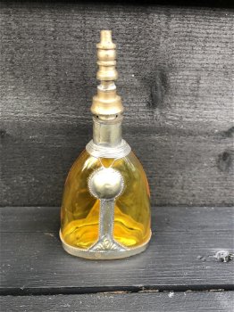 Antiek Frans Marokkaans glazen Parfum Flesje Okergeel. - 0