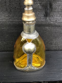Antiek Frans Marokkaans glazen Parfum Flesje Okergeel. - 1