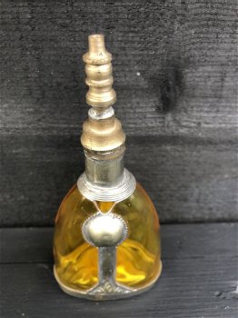 Antiek Frans Marokkaans glazen Parfum Flesje Okergeel. - 2