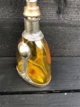 Antiek Frans Marokkaans glazen Parfum Flesje Okergeel. - 4