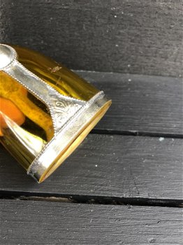 Antiek Frans Marokkaans glazen Parfum Flesje Okergeel. - 7