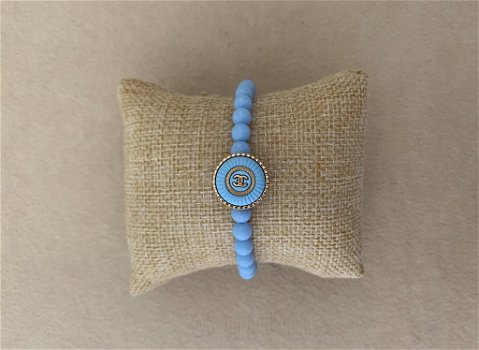 Blauwe Coco Macaron armband - 0