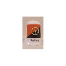 Aalburg Nederlandse gemeentevlag op een porselein vingerhoedje
