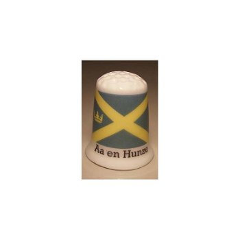 Aa en Hunze Nederlandse gemeentevlag op een porselein vingerhoedje - 0