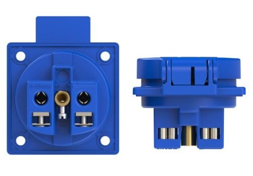 Inbouw schuko contactdoos blauw 230V 16A IP54 - 1
