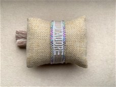 Beige friendship armband met strass