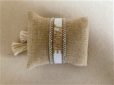 Witte friendship armband met strass