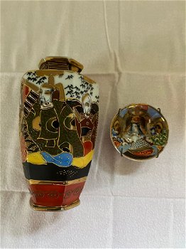 Te koop: Japanse antieke vaas met bijpassend wandbordje - 4