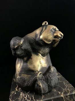brons beeld van een panda,panda, kado - 0