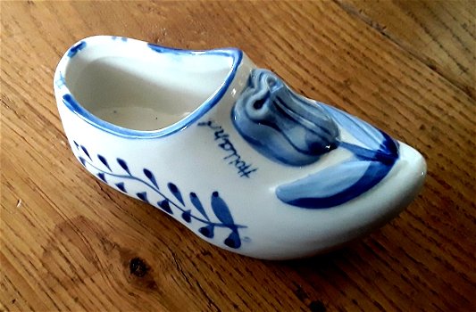 Delfts blauwe klomp/delft blue shoe met een tulp erop (nieuw) - 0