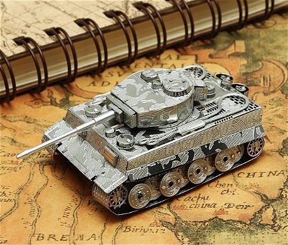 Metalen bouwpakket Tiger Tank DIY 3D Laser Cut Realistich m - 1