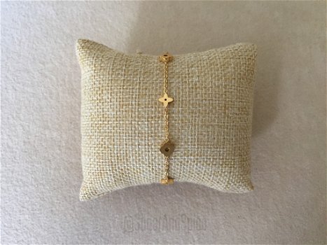 Gouden petite monogram klaver armband 18k verguld rvs - 0