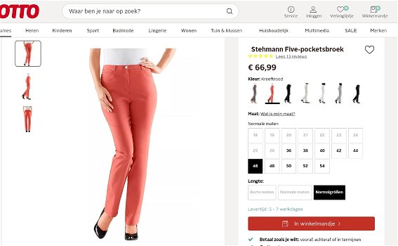 Dames pantalon / 5-pocketbroek / broek stehmann (nieuw) - 1