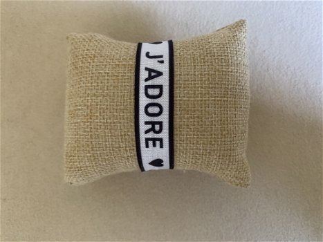 Zwart met witte J’adore ibiza armband elastisch - 0