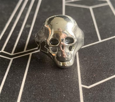 Ring Skull, Verchroomd 19mm - 1