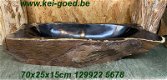 Wastafels van versteend hout een fossiel - 1 - Thumbnail