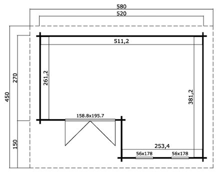 Tuinhuis-Blokhut Okney: 520 x 390 cm - 5