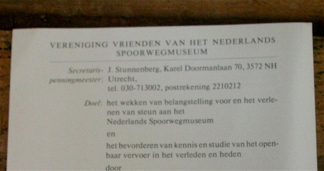 Aanmeldingsformulier v v van het nederlands spoorwegmuseum - 1