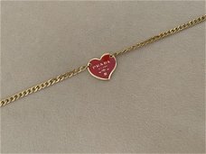 Gouden 18k vergulde ketting met rood hart letter design