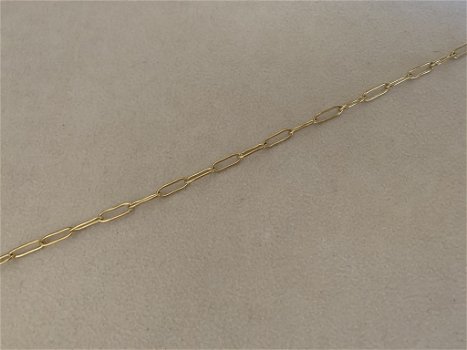 Gouden basic schakel paperclip ketting verguld rvs bedel - 0