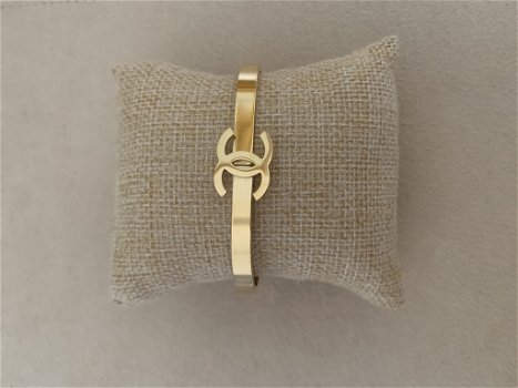 Gouden vergulde letter coco armband bangle rvs nieuw ibiza - 0