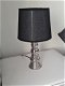 2x Tafellamp met zilveren voet en zwarte kap - 2 - Thumbnail