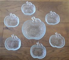 Vintage Ravenhead Siesta Apple Glass schaal + schaaltjes