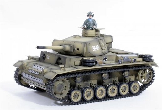 RC tank Torro Panzer 3 met rook en geluid 2.4GHZ desert camo - 1