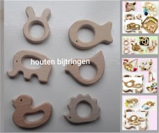 Houten dier, bijtdier, bijtring (visje, olifantje, vogeltje, konijntje, egeltje, eendje)