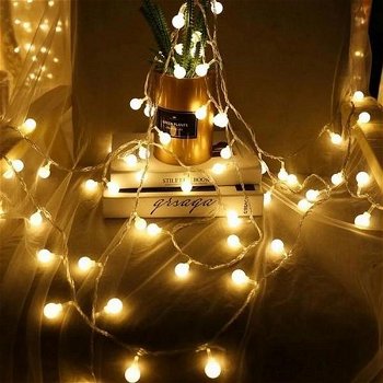 100 LED lichtsnoer 10 meter kerst bolletjes op netstroom - 4