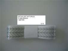 satijn lint wit/grijs - 1 meter is 0,15