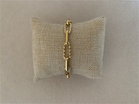 Gouden chuncky schakel armband met gravering 18k - 0