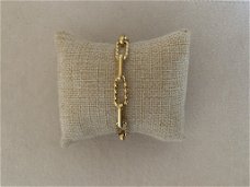 Gouden chuncky schakel armband met gravering 18k