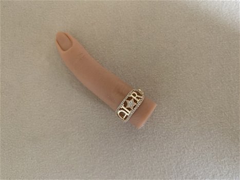 Gouden letter ring met strass paris design look logo - 0